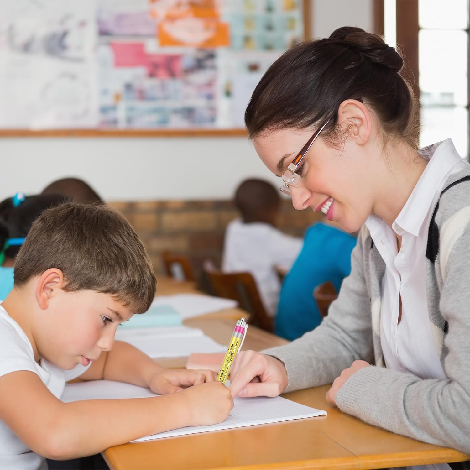 Juego De 24 Bolígrafos De Agradecimiento Para Profesores, 12 Bolígrafos Divertidos Para Profesores Con 12 Blocs De Notas Inspiradores Suministros