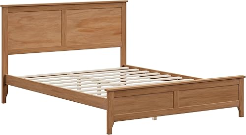 Miniatura 5 de Merax Cama de plataforma de tamaño matrimonial, cama moderna de madera maciza con soporte de listones de madera resistente, Seadrift