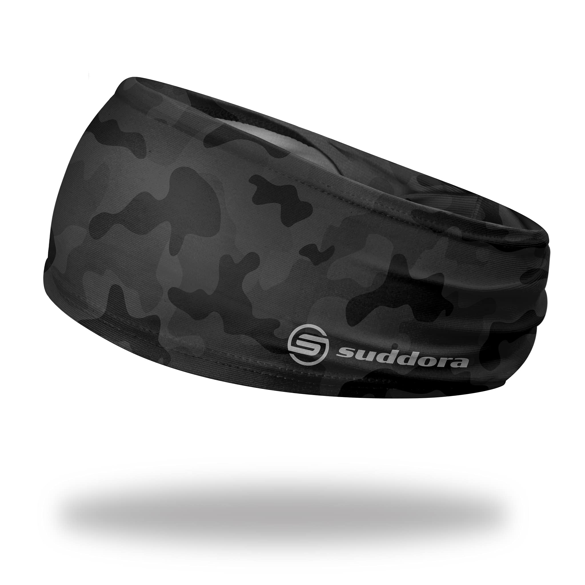 SuddoraCamo Wide Headband/Sweatband - Workout, Football, Soccer, Yoga (Midnight Camo Tapered Headband - Training, Exercise, and Outdoor)