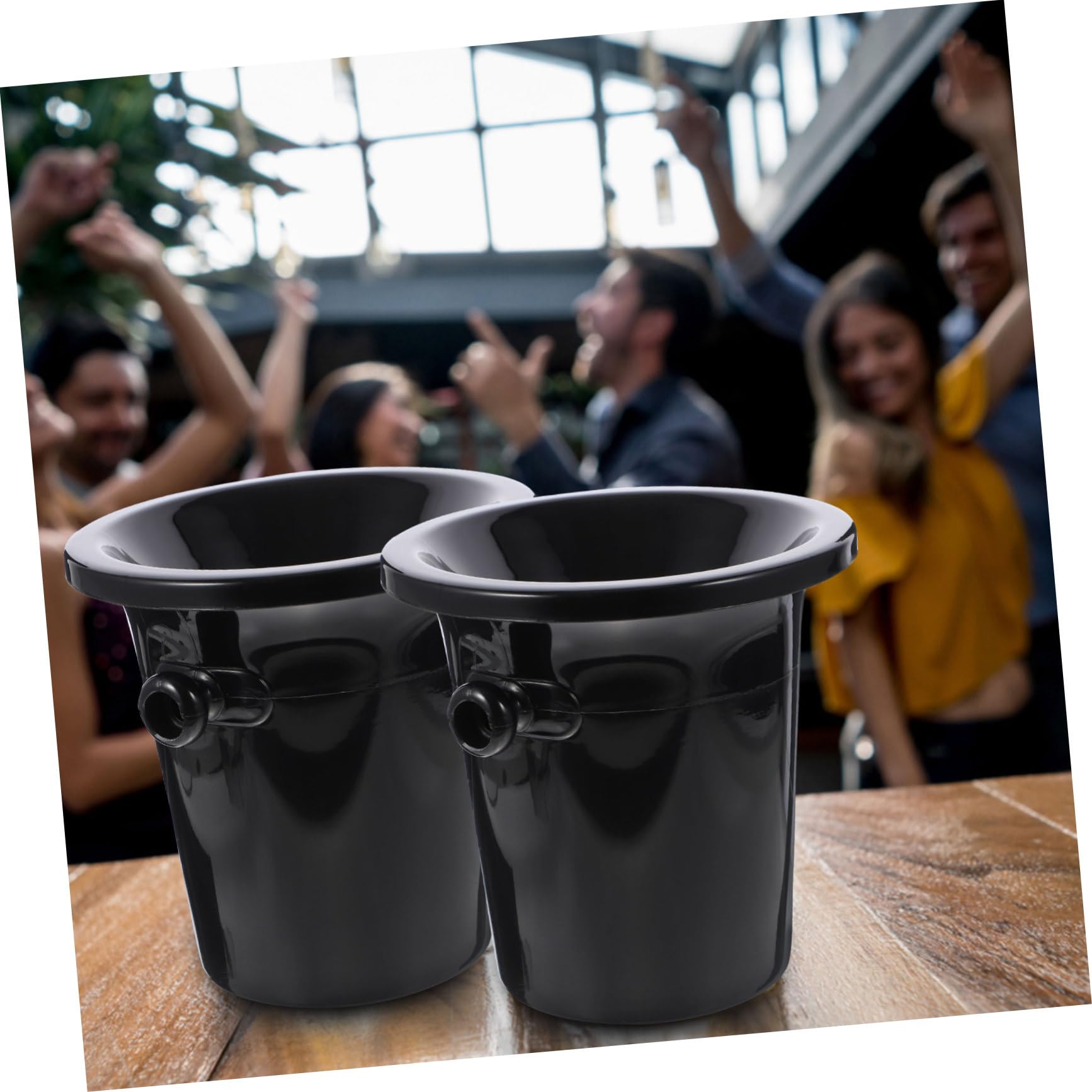 Escupidera Creativa para Cata de Vinos, Juego de 3 Piezas | Plástico Negro, Boca Ancha Redonda, Estilo Occidental, Acabado Liso, Uso en Bares y Tiendas Especializadas