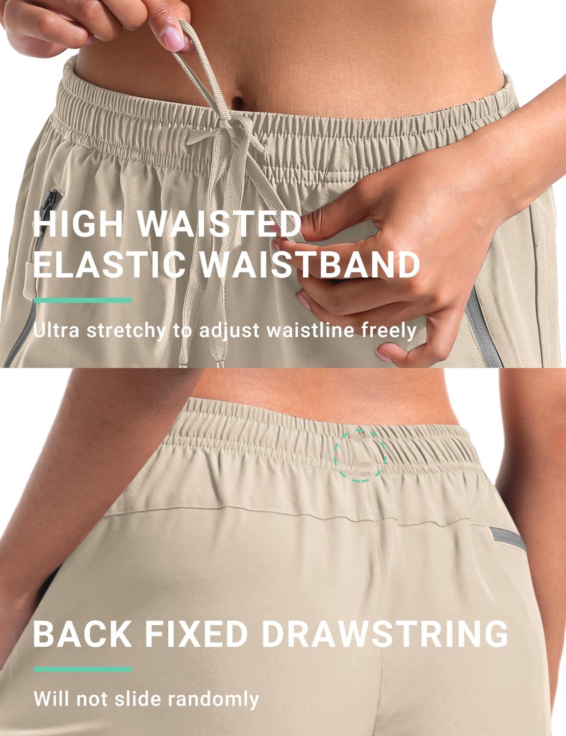 BVVU Women's Cargo Capris Hiking Pants Lightweight Quick Dry Joggers Outdoor Waterproof Workout Pants with Pockets - Image 4