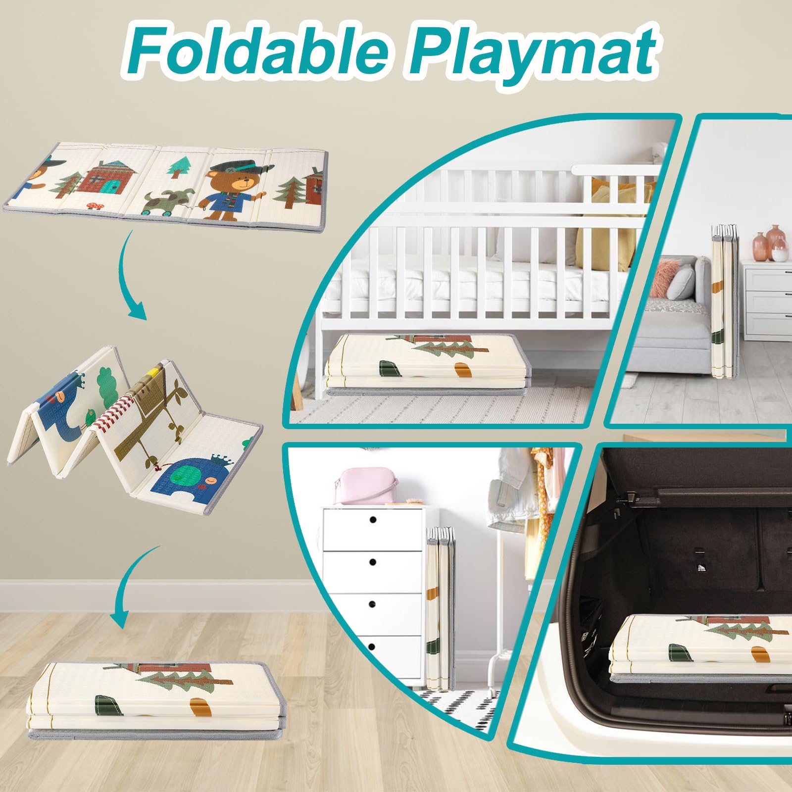 HEMUYT Babybox voor baby's, 120 x 120 cm, met matras