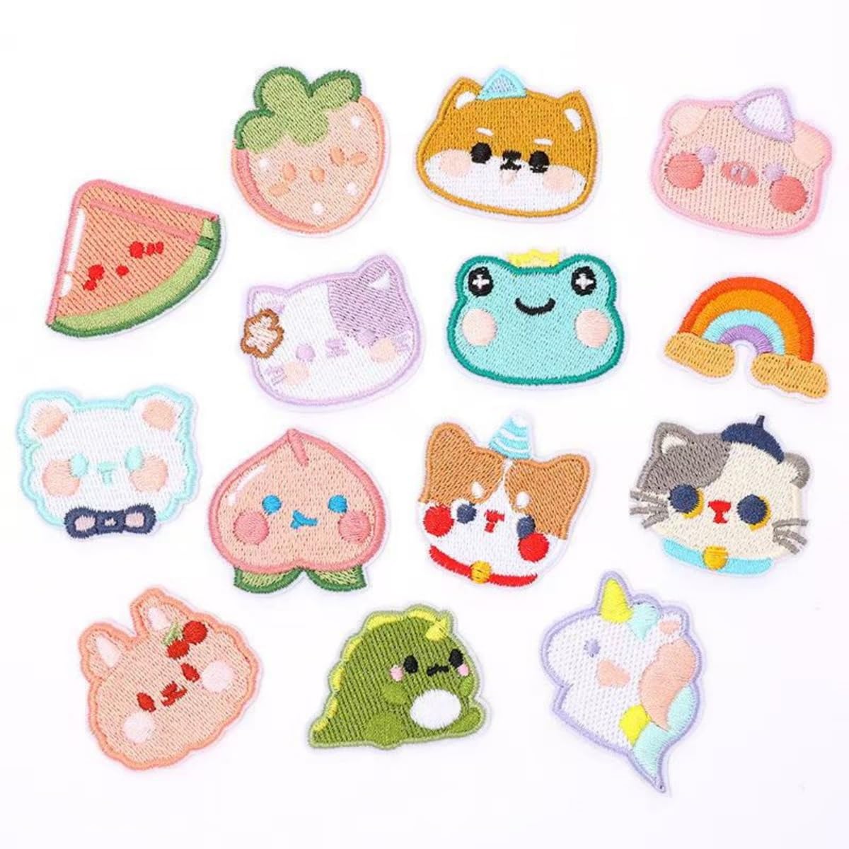 刺しゅうパッチ 14Pcs アイロン接着 アップリケ 刺繍 可愛い 動物 漫画 DIY 補修 貼り付け 縫い付け 手作り 人気セット かわいい アクセサリー 女の子 男の子 大人 服、バッグ、帽子の装飾