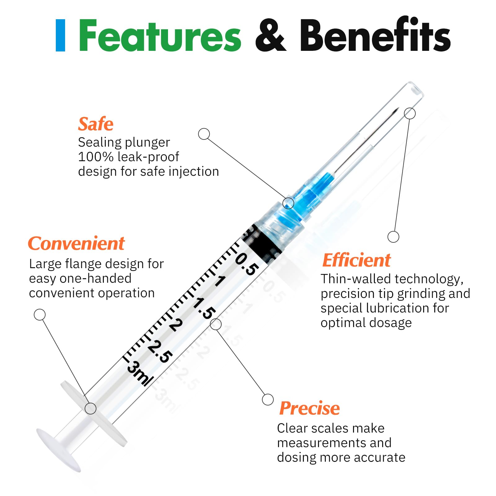 100 Pack 3ml Lab Syringes with 23Ga 1 Inch Needle Luer Lock, Individually Sealed Packed — Amazon image 2