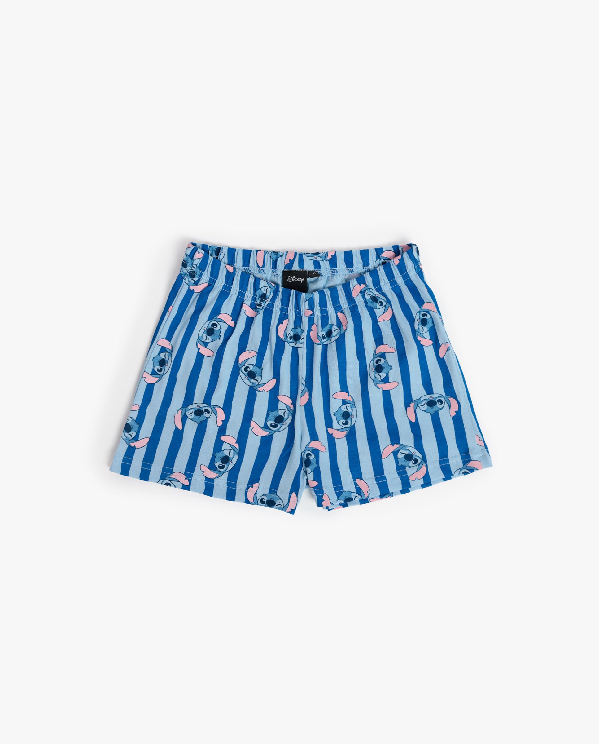 Disney Pijama niña Verano 100% algodón - Pijama Manga Corta Stitch Waves para niña – pantalón Corto con Cinturilla elástica Estampado – Tejido Suave al Tacto, Rosa - Talla 8 años