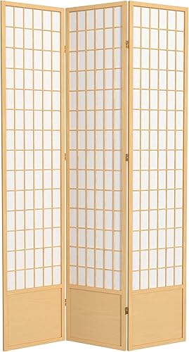 Red Lantern Panel de ventana de 7 pies de alto, pantalla Shoji, divisor de habitación natural, 3 paneles