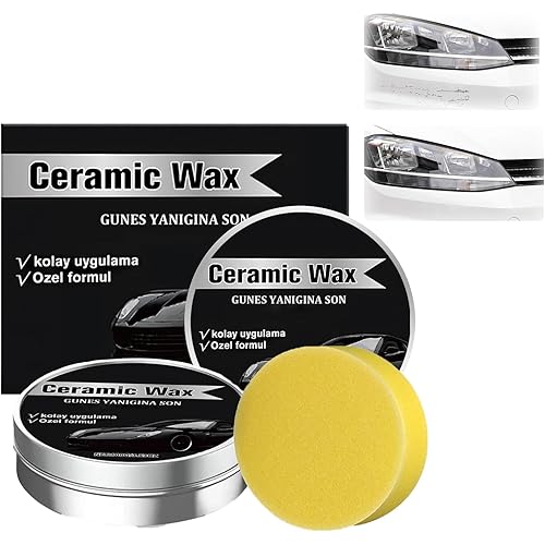 2PCS Titanium Ceramic Wax Cream, Strong Protection Car Coating Polishing Wax, Auto Car Scratch Repair Remover Paste, Polish Vehicle Paint Care, Lasting Protection Mild Formula Polish With Sponge