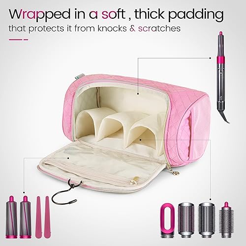 Miniatura 3 de Estuche de viaje compatible con Dyson Airwrap completo Styler y accesorios, organizador de viaje portátil con gancho colgante oculto para Airwrap