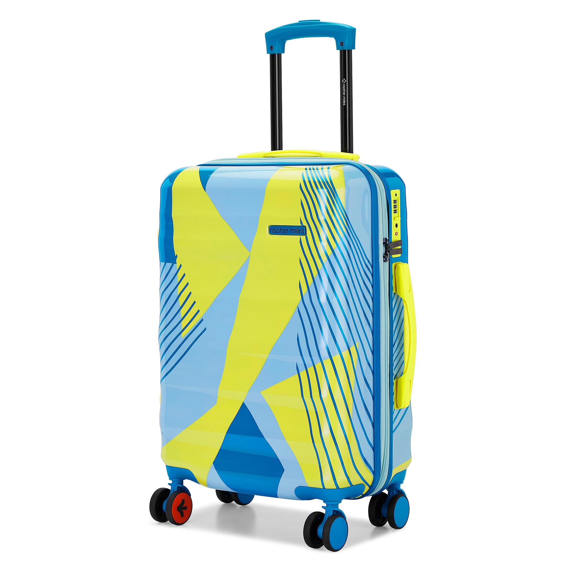 Chicago Hard-Sided Polycarbonate Printed Cabin Luggage Lemon Teal 20 inch (55) Trolley Bag