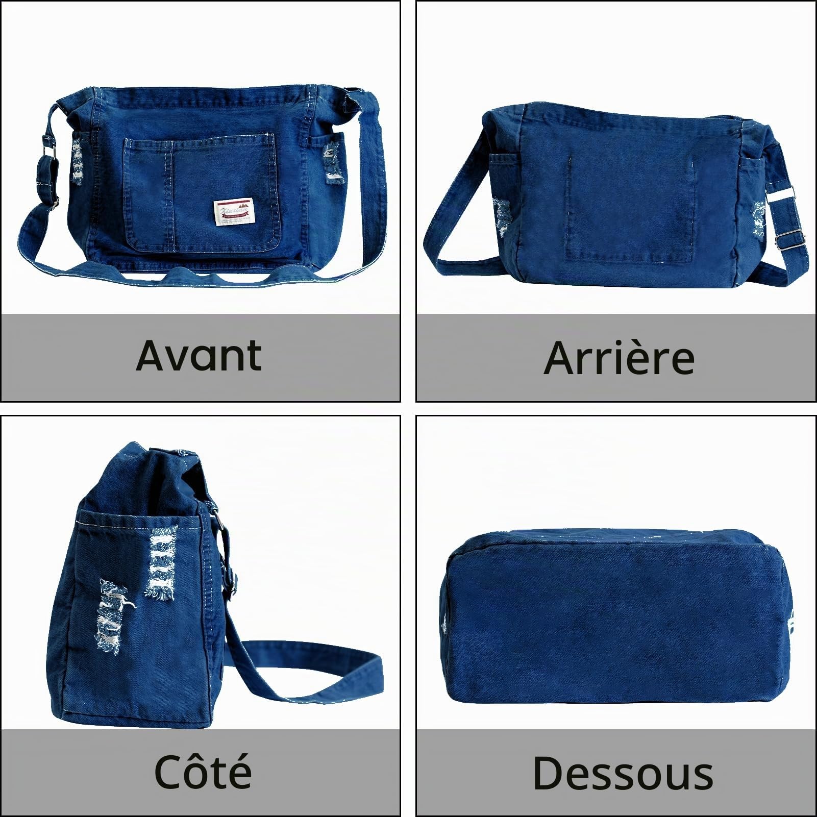 Sac en Jean Femme Cabas Bandoulière Fourre-tout Tote Bag | En Denim, Grand Capacité, Léger, avec Bandoulière Ajustable et Poche Intérieure , pour Shopping Voyage