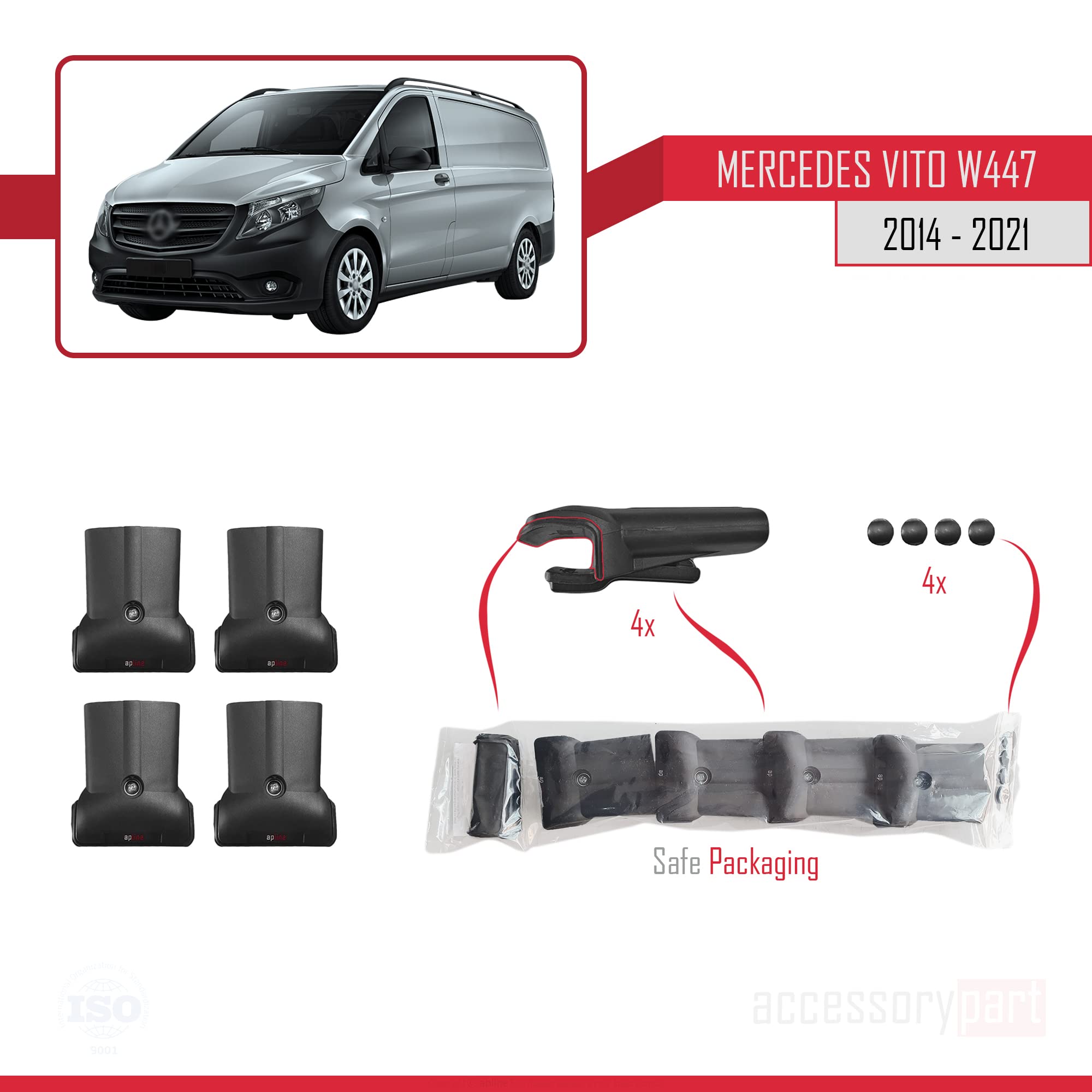 Compatible con Mercedes Vito 3 (W447) 2014-2026 Modelo Fly Barra de Techo Auto Portaequipajes Barras Transversales Gris Aluminio 2 Barras