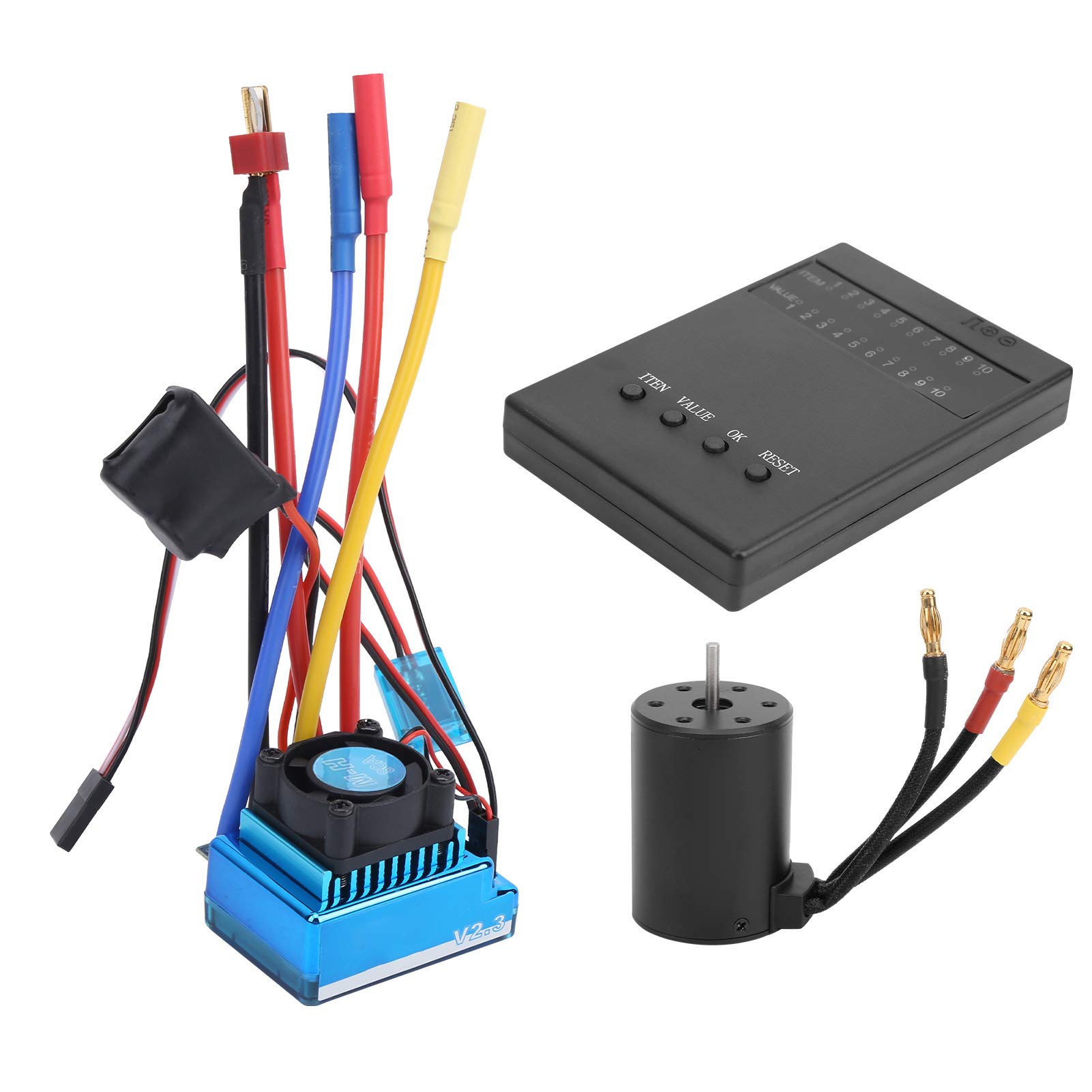 RC Car Motor ESC Combo, 80A bezszczotkowy ESC + 3650 2300KV bezszczotkowy silnik + karta programu nadaje się do 1:10 RC części do modeli samochodów