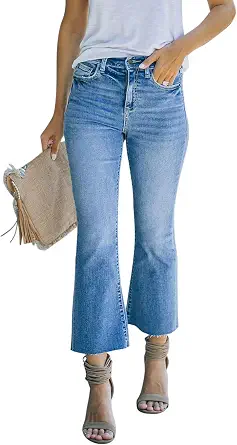 Women's High Waisted Crop Flare Jeans
