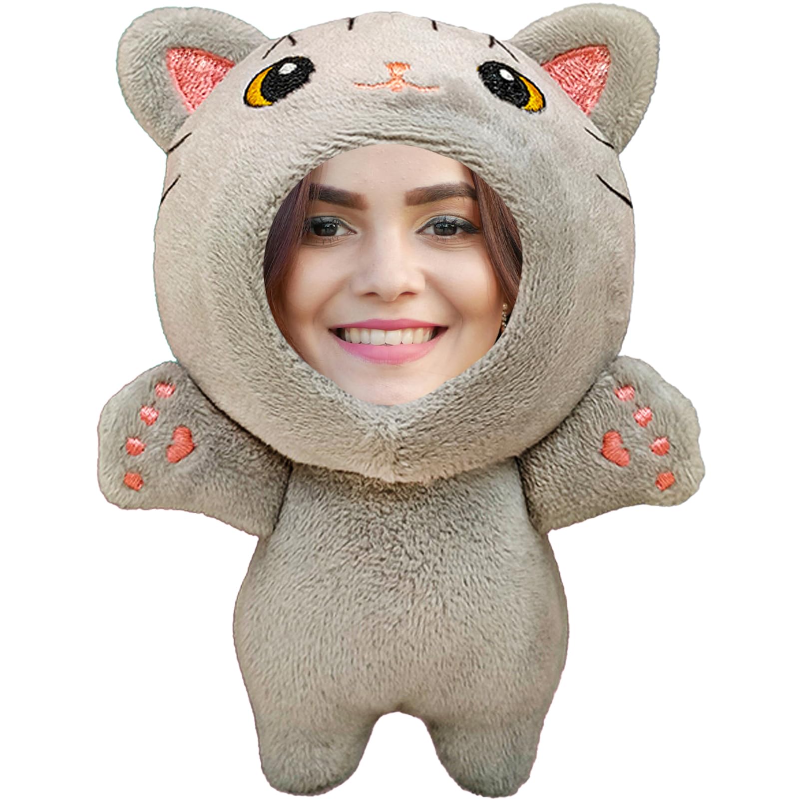 Personalized small animal Stuffed Animal Key Chain– Customizable small animal Plush Toy, Gift with Your Face Photo! (Cat)