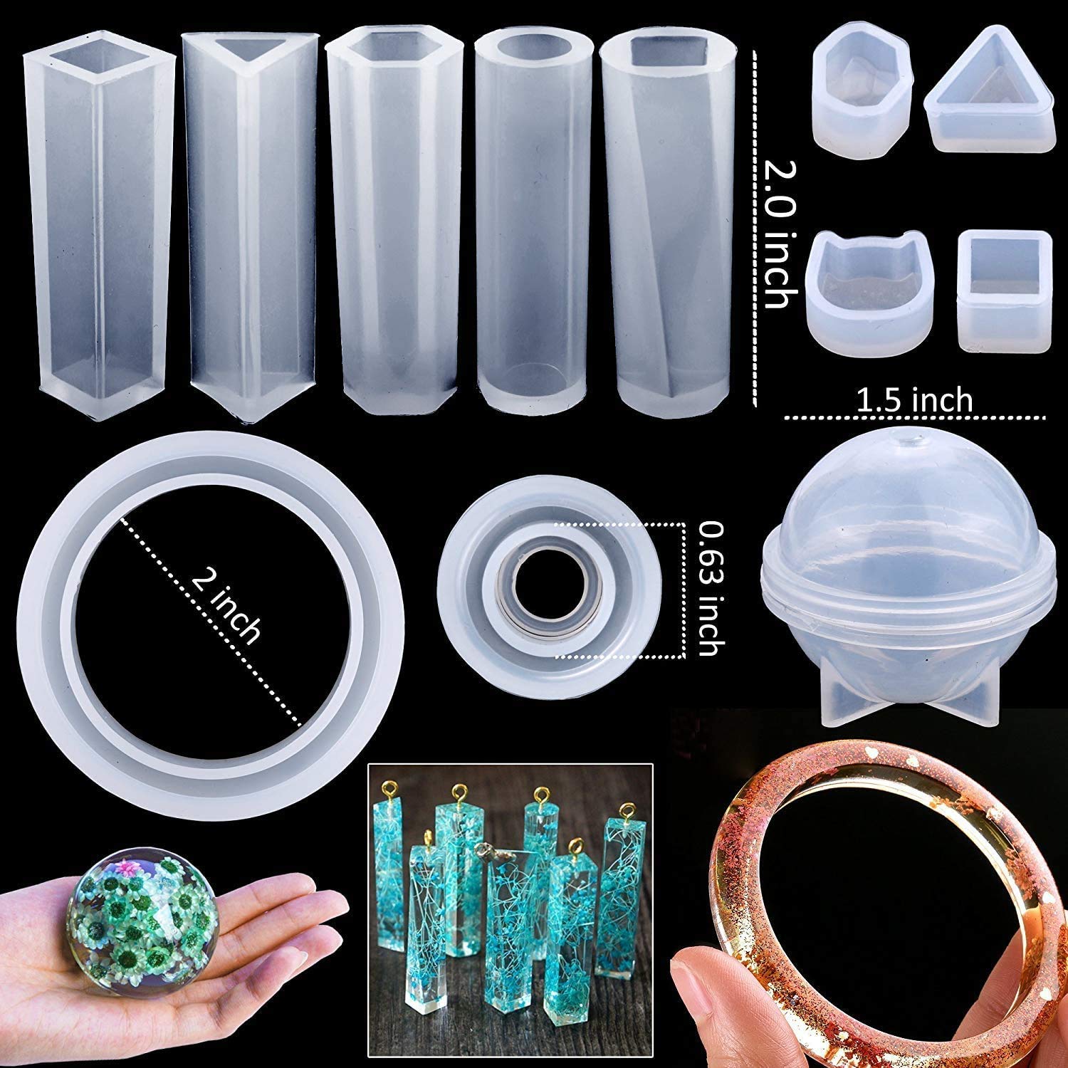 Queta 284Pcs Jewelry Pendant Moulds Silicone Mould Jewellery Moulds Silicone Epoxy Resin Jewellery Moulds Set for DIY Pendant Jewellery Stand Bracelet Jewellery Shapes - Image 2