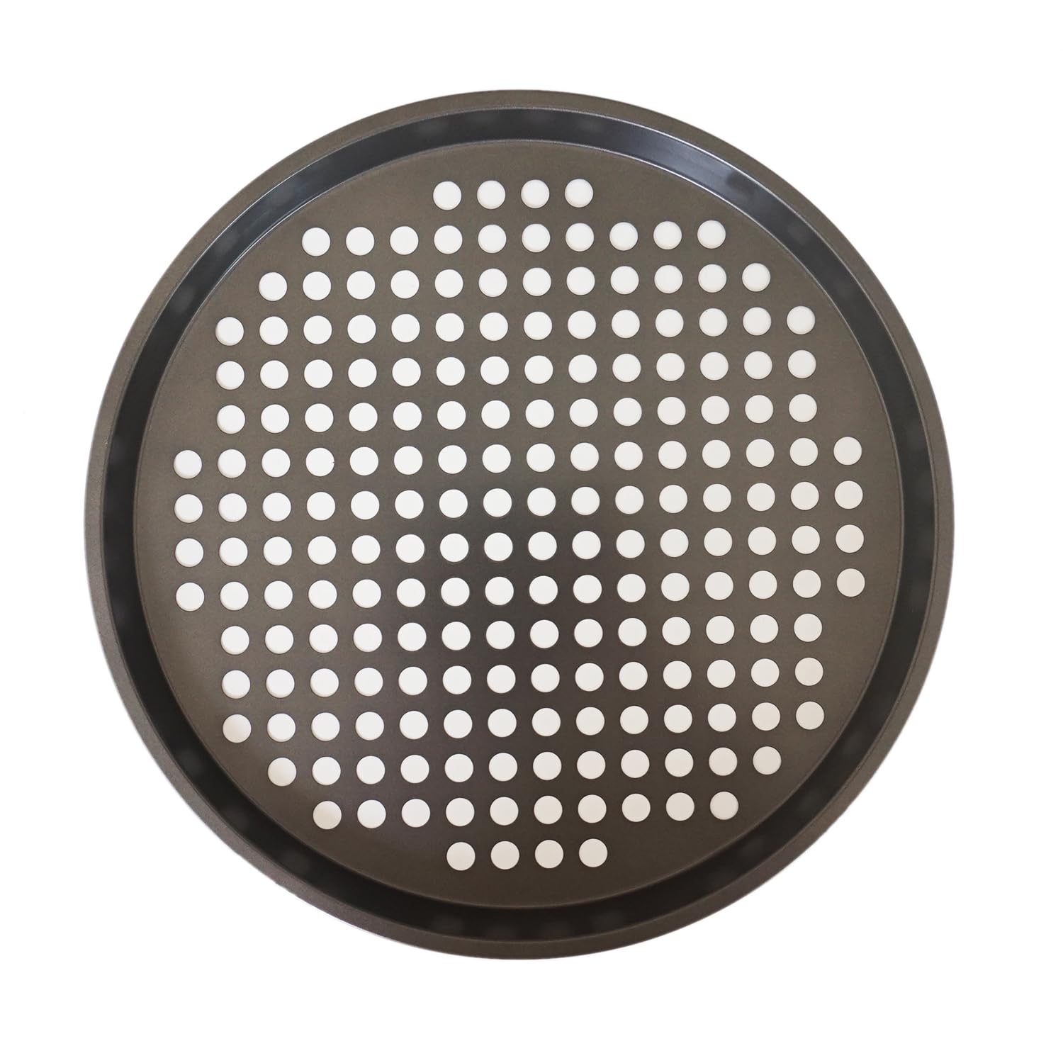 Paquete de 2 sartenes para pizza con agujeros, bandeja de pizza para horno, sartenes perforadas de acero al carbono, molde redondo antiadherente para pizza congelada y casera, cocina casera, 7