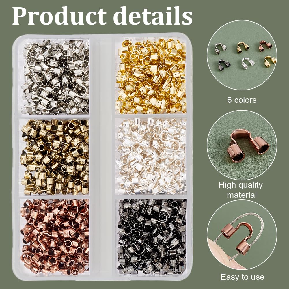 PH PandaHall 600pcs 6 Colours Brass Wire Guardian Cable Thread Protector U Shape Wire Guard Loops Horseshoe U-Shaped Clasp for Earring Bracelet Jewellery Making DIY Crafts 5x4x1mm - Image 4