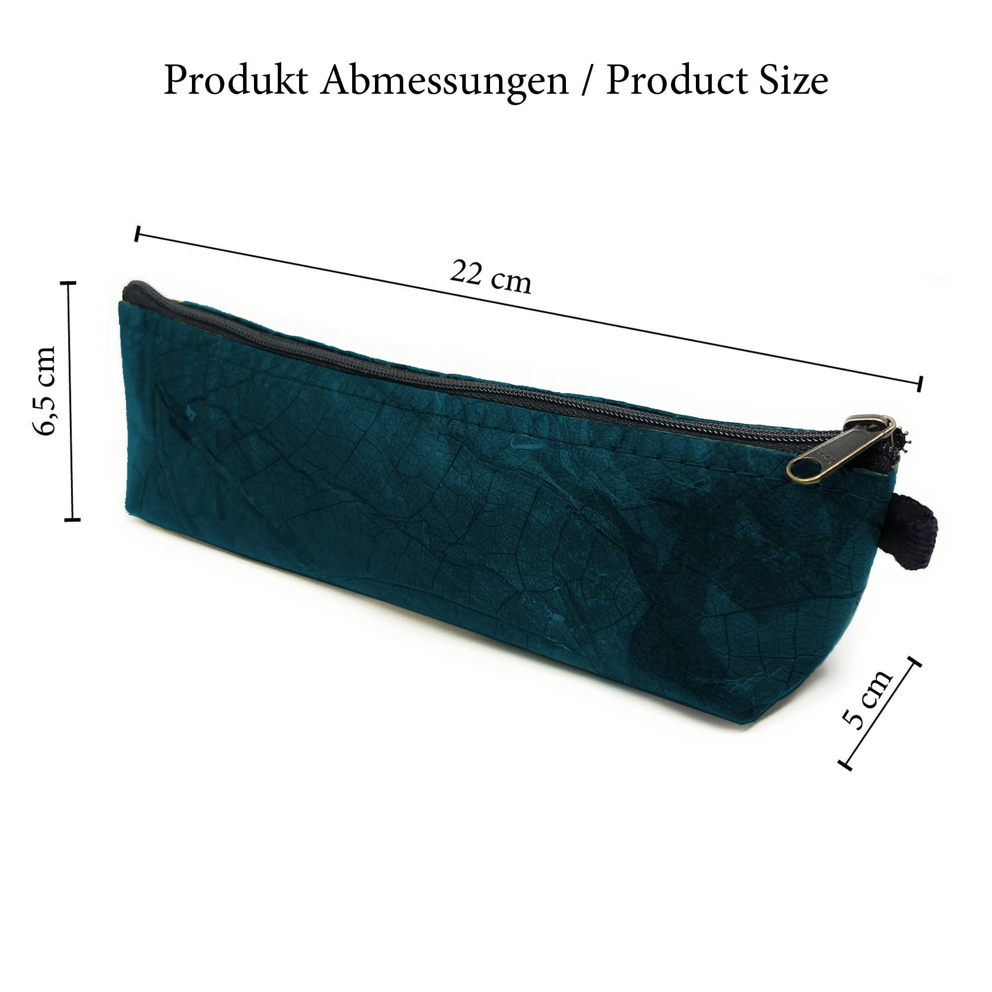 NELUHA Small Pencil Case made of Teak Leaves, Vegan Sustainable Leather Alternative, Pencil Case, Cosmetic Bag, Pen Bag - Image 3