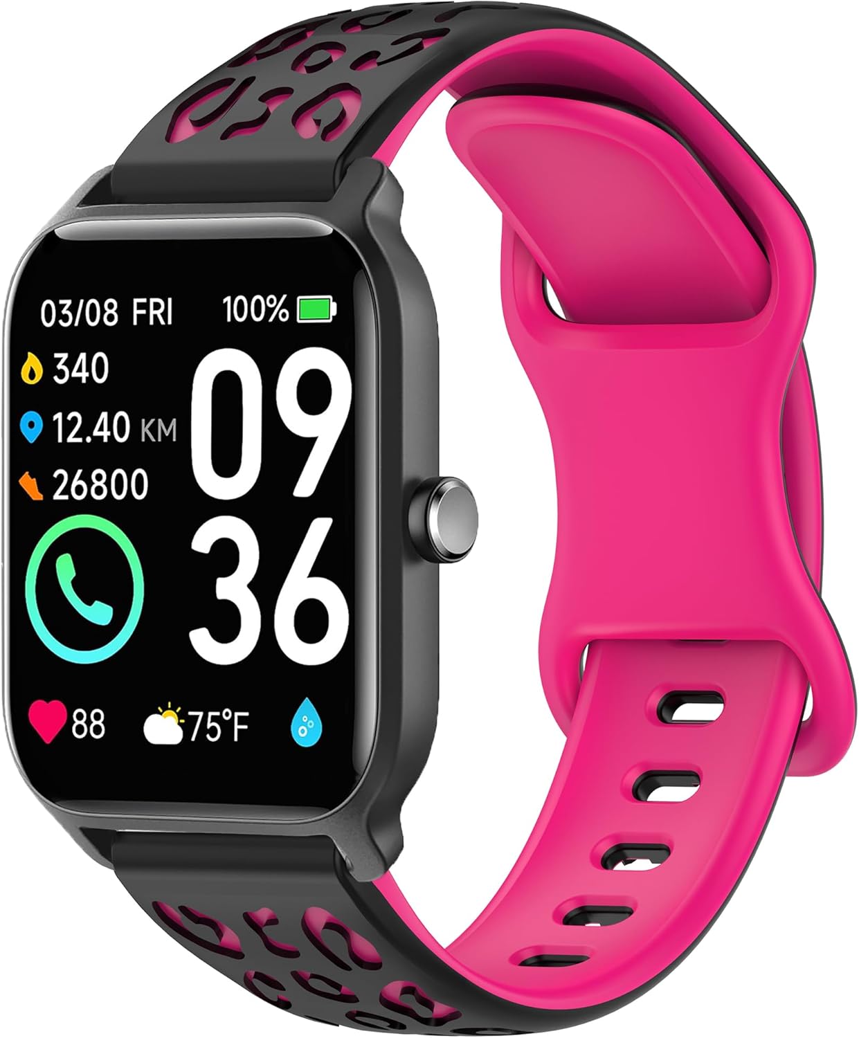 Leopard Engraved Band for IDW13,IDW16,IDW19 Smartwatch Bands,22mm Silicone Replacement Straps for Fitpolo IDW13/Woneligo W13/ENOMIR IDW19/MILOUZ IDW19/Gydom IDW19/Faweio IDW19 Women Men