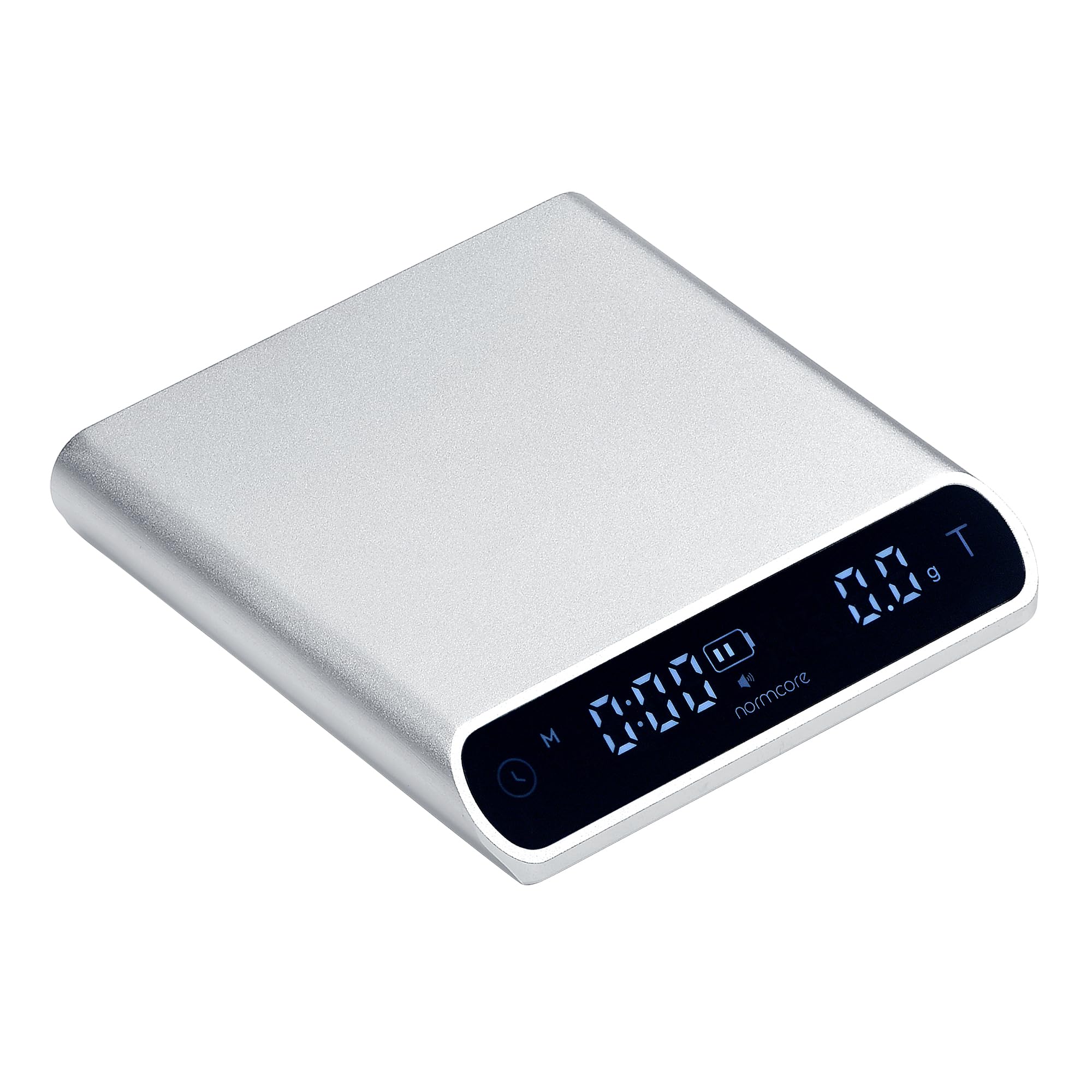 Normcore Pocket Coffee Scale V3, Barista Scale with Timer, Pour Over Drip Espresso Scale, Anodized Aluminum Body with Back-Lit LCD Display, Silver