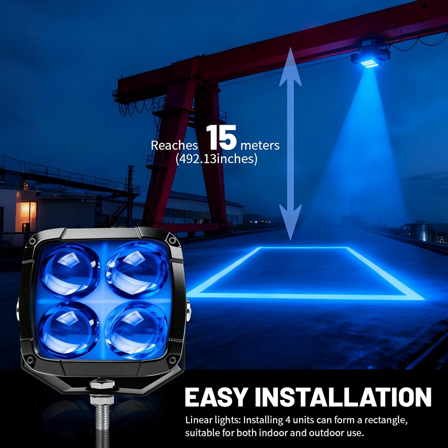 Crane Safety WarningLights, Super Bright with a 100-meter Effective, Nighttime Safe Work Indicator Lights, Crane Safe Area Warning Linear Lights (Blue)