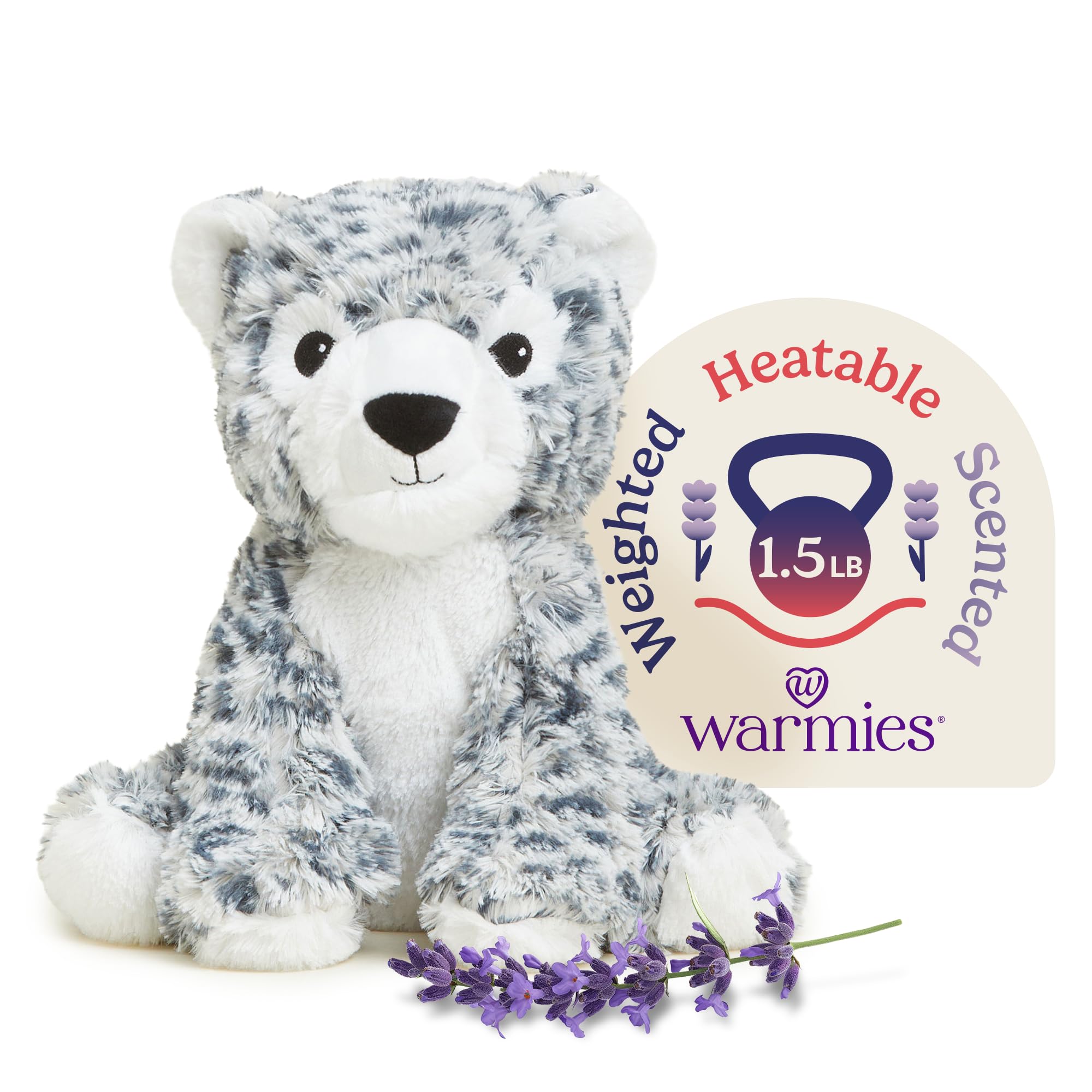 warmies Microwavable & Weighted Stuffed Animals, Snow Leopard - Heated Stuffed Animal Plushie for Warmth & Comfort - Cute Soft Plush Toys for Adults & Children (Boys, Girls, Babies & Toddlers)