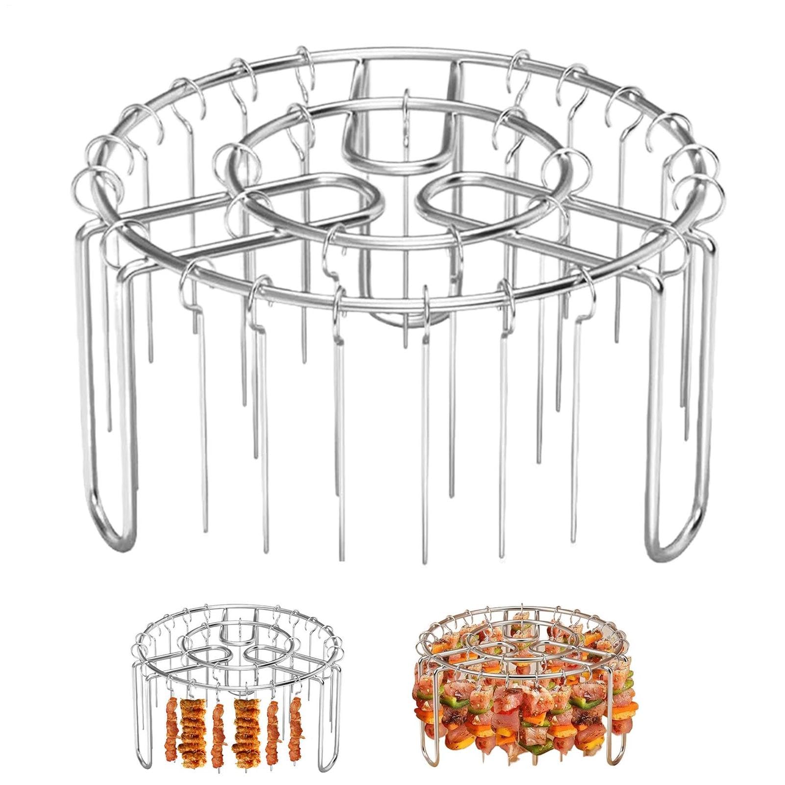 Uomianty Air Fryer Rack For Oven, Air Fryer Skewer Stand, Heat-Resistant Stainless Steel Vertical Grilling Skewer, Rust-Proof Reusable Non-Stick Chef Tool For Corn Vegetable Sausage Fish Shrimp Meat