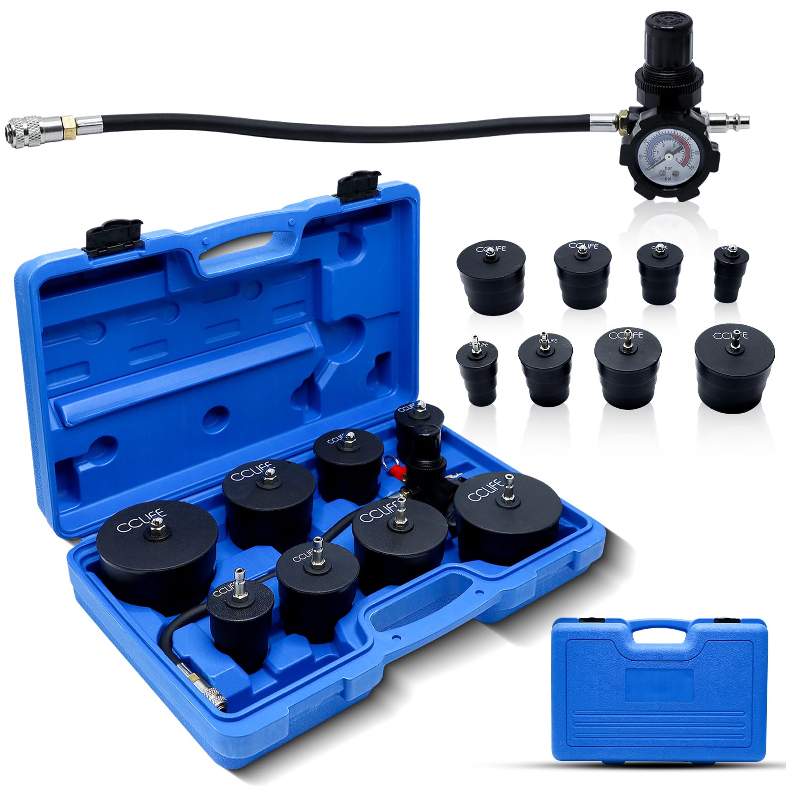CCLIFE 9tlg Turbolader Ladeluft System Adapter Satz Prüfwerkzeuge Ladeluftkühler Abdrücksatz