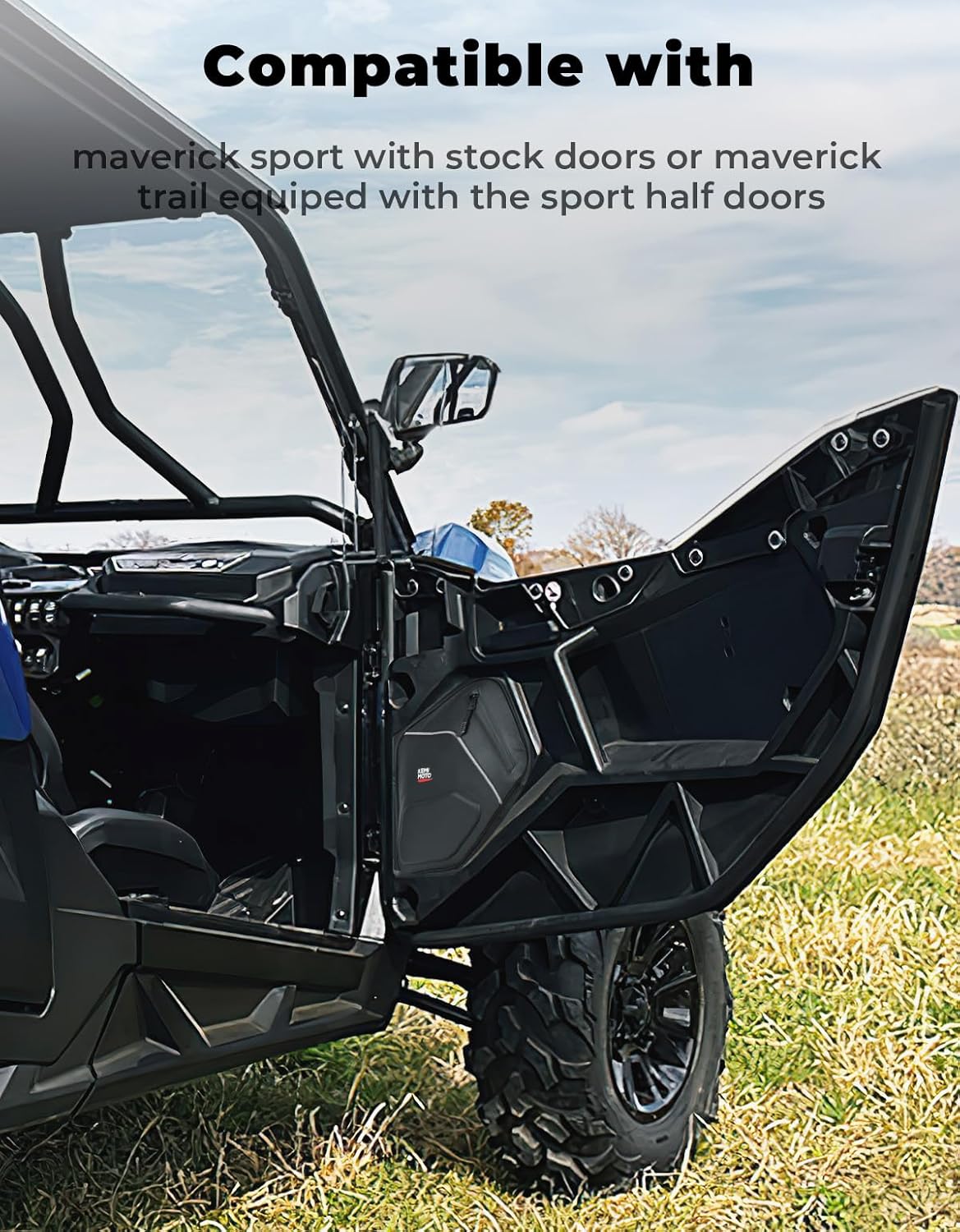 KEMIMOTO Door Bags EVA Water-resistant Door Storage with Padding Compatible with 2017-2025 Can-Am Maverick Sport with Stock Doors/Maverick Trail Equiped with the Sport Half Doors