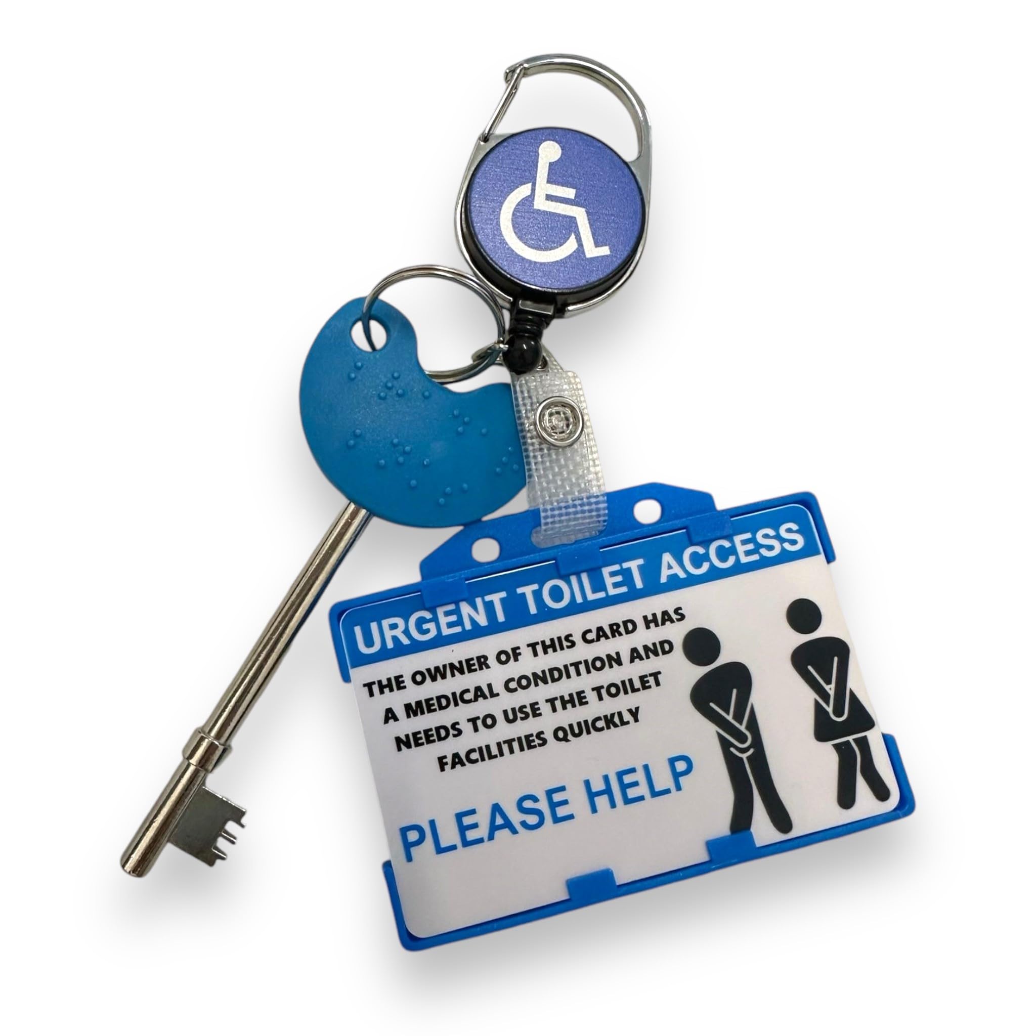 Urgent Toilet Medical Access Card with Compatible NKS Key & Retractable Disabled Badge Reel