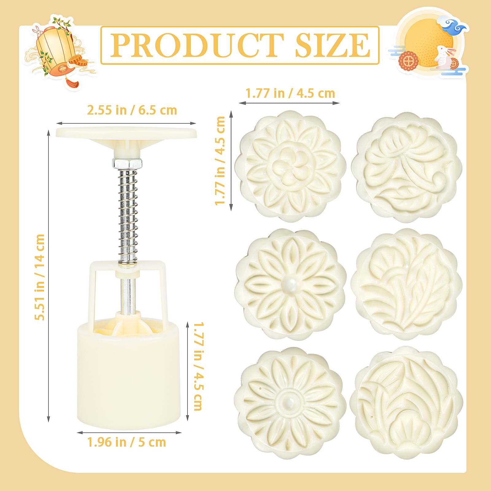 Stampo Per Mooncake 3D - 6 Modelli Fiori, Per Biscotti E Torte, Da 50g - Foto 6