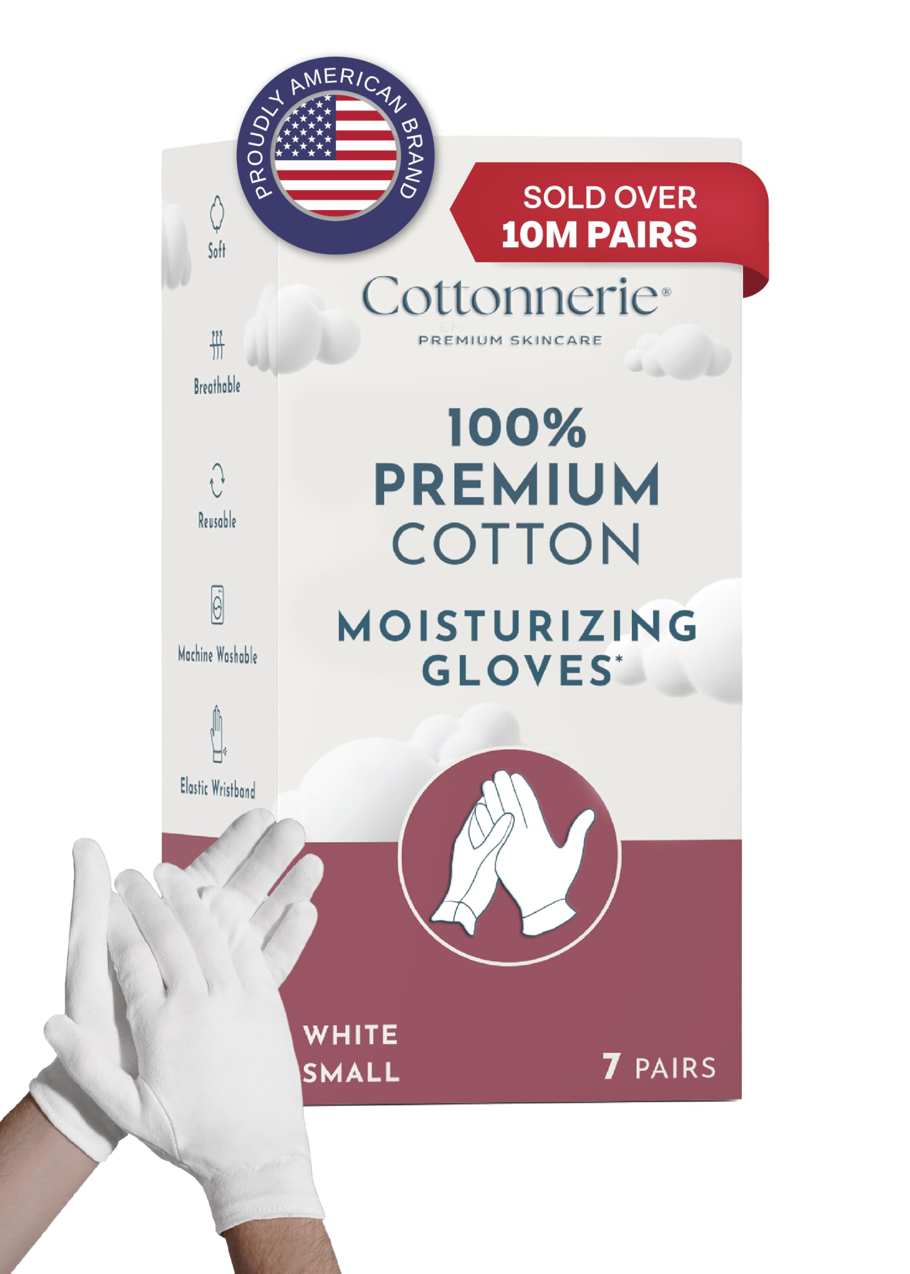 7 Pairs Cottonnerie Cotton Gloves for Dry Hands Sleeping, Moisturizing Gloves Overnight, Hand Moisturizer Gloves, Moisture Gloves for Dry Hands Overnight, Sleeping Gloves, Eczema Gloves, Small