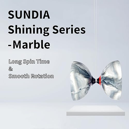 Miniatura 2 de SUNDIA Combo l Shining Series Diabolo (mármolrojo) + varillas de diábolo de carbono (rojo)  Juego de diábolo profesional, alto rendimiento para
