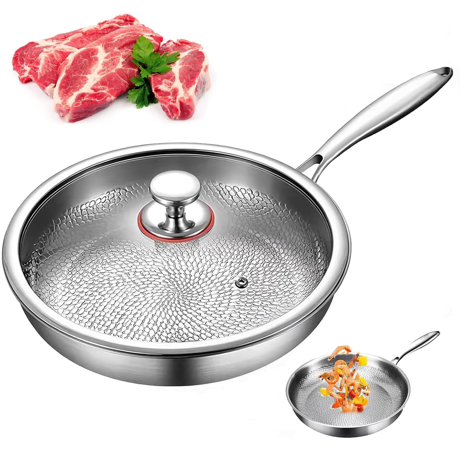 Casserole en titane avec couvercle pour réussir vos œufs de friture et légumes sautés sains