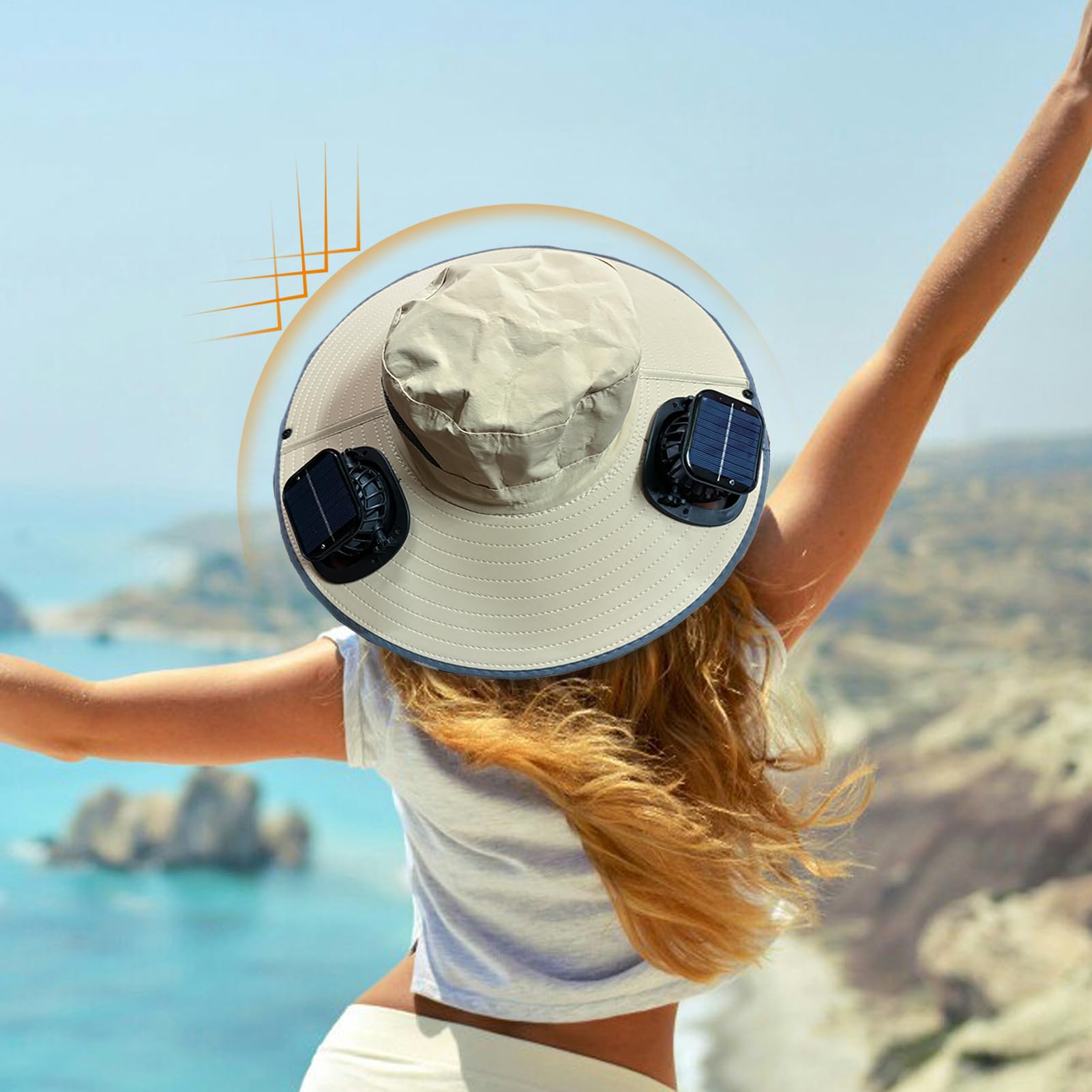 Cappello con Ventole a Energia Solare Protezione UV, Cappello Leggero e | Copricapo Outdoor Escursionismo Campeggio Pesca Attrezzatura Personale Per Spiaggia Pesca Campeggio Outdoor V