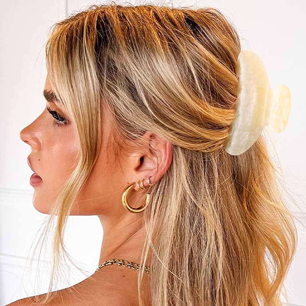 Reaky Acrylic Claw Clips Pink Hair Clip Cute Medium Hair Claws Hair Accessories for Women (royal blue+khaki) - Image 3