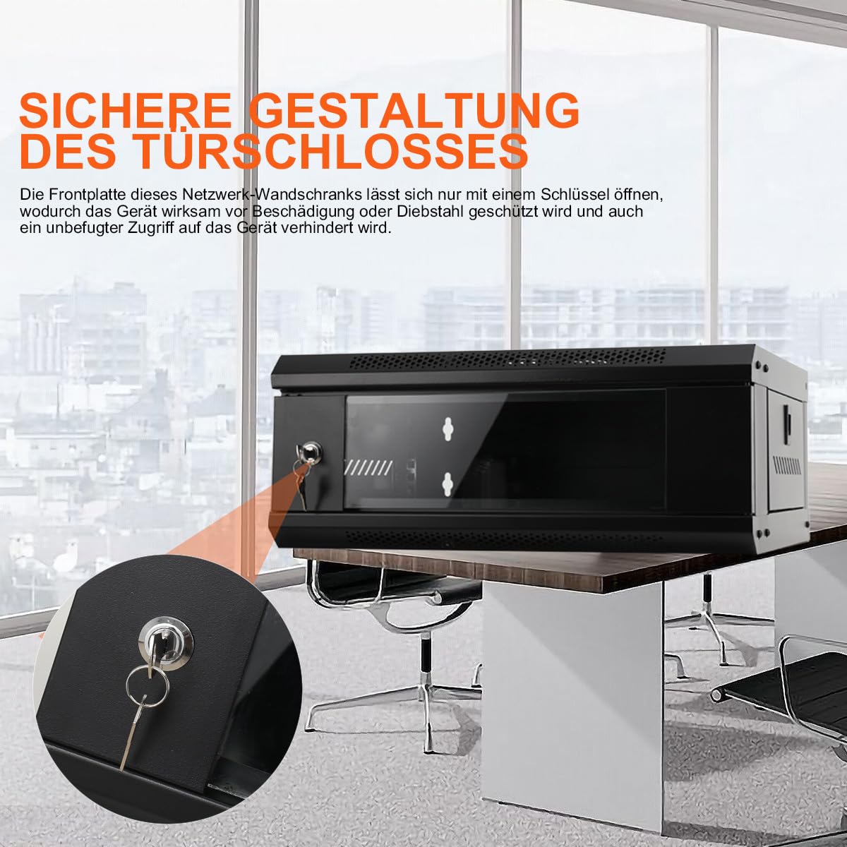 Servergehäuse 4HE Wandmontage Serverschrank IT Netzwerk Rack mit Schloss Tür & 2 Schlüssel,Wandmontierter Rack Gehäuse 550×400×210mm