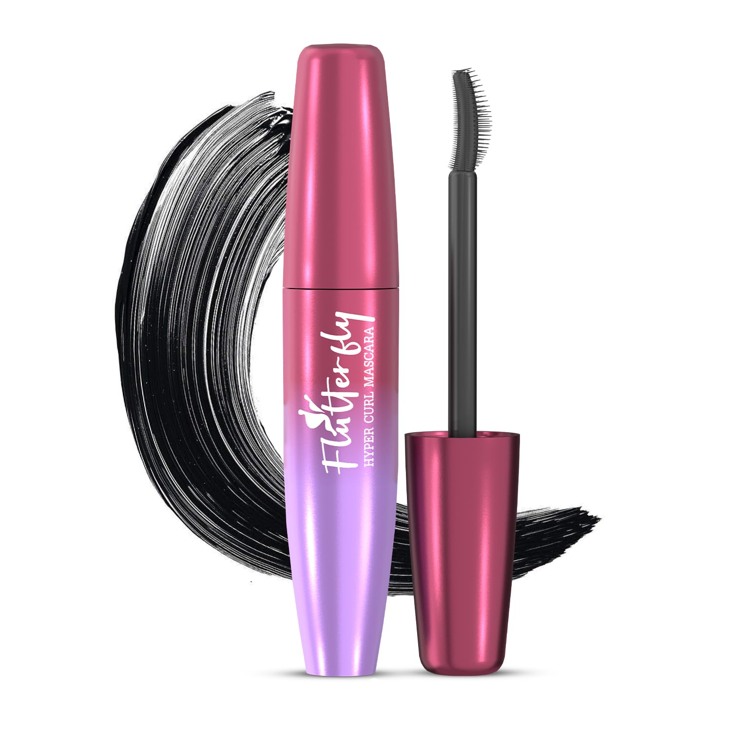 Glam21 Flutterfly Hyper Curl Mascara | Instant Curled & Lifted Lashes |Waterproof & Smudge-Proof Formula | Non-Clumping | Voluminous Finish| Black - 10ml