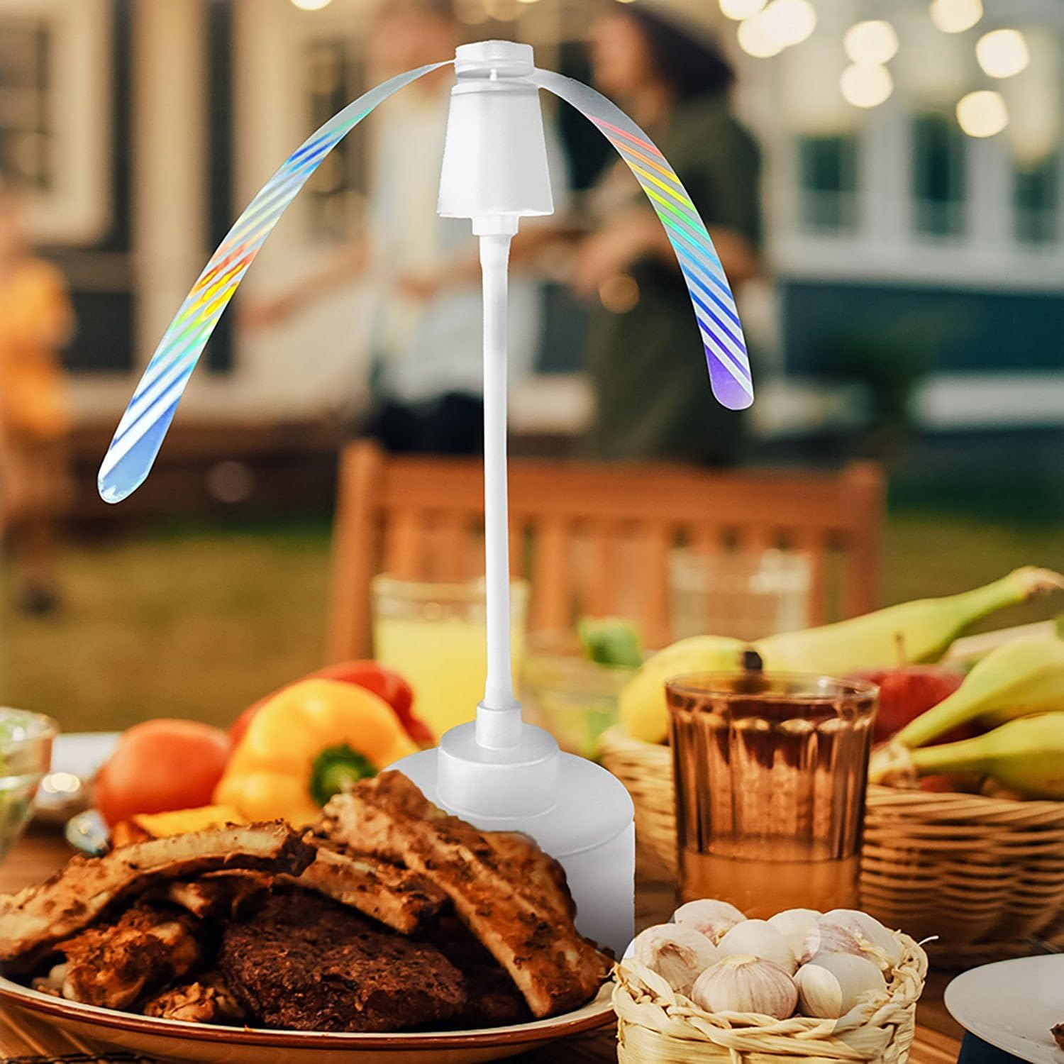 Tech Fly Fan 2 Pack with 5000mAh Power Bank & Built-in Table Lamp | Fly Repeller Fan | Adjustable Goose Neck, Reflective Blades & Hanging Hook | Indoor Outdoor Bug-Free Comfort