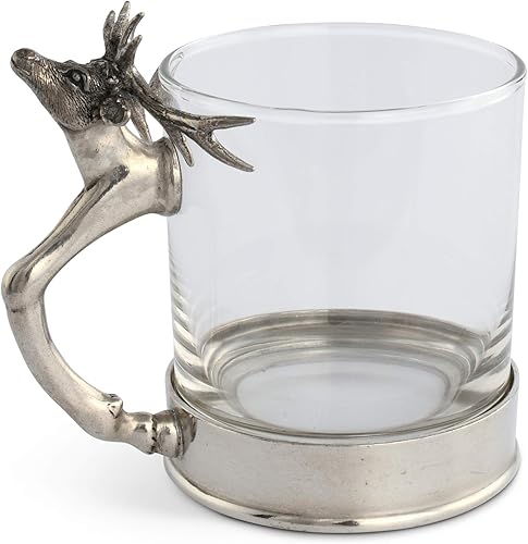 Miniatura 2 de Vagabond House Vidrio de barra con mango de cabeza y pierna de ciervo y ciervo, diseñador artesanal hecho a mano para decoración de cabaña, cabaña,