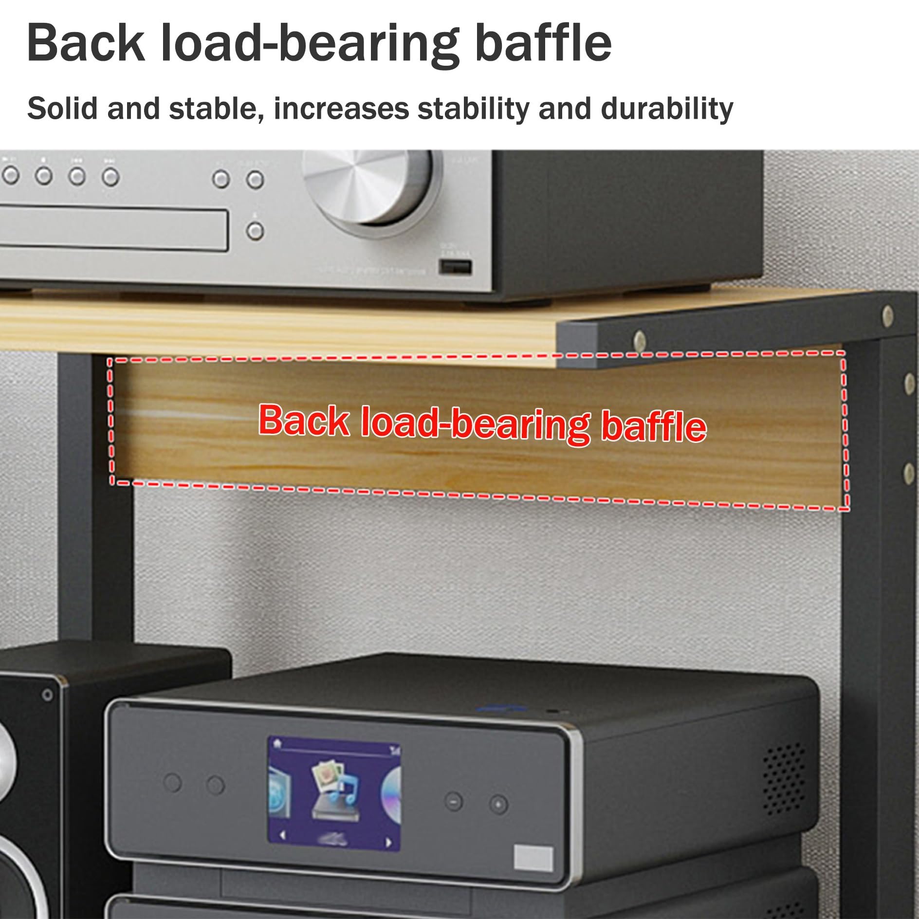 Mueble Equipo HiFi,Soporte Altavoz,Mueble Tocadiscos,Mesa Auxiliar con Ruedas,Mueble Soporte Impresora Móvil de Madera,Mueble TV de 2 Niveles,para Hogar Oficina Escuela(Nero,50x40x65cm)