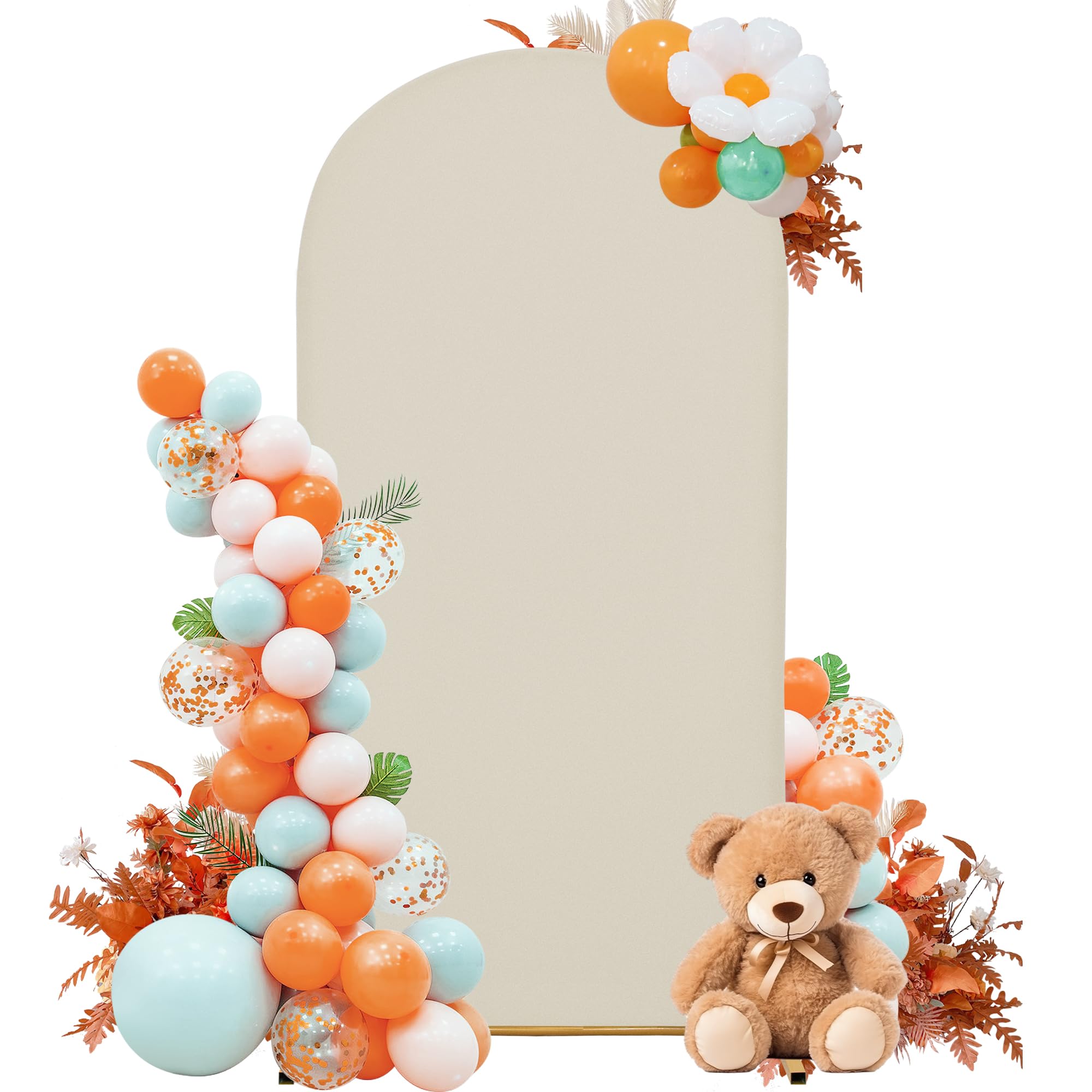 SUKAIKEQA 4FT Mini Arch Cover – Petite Stretch Fabric for Baby Showers, Kids’ Birthdays & Photo Corners – Off-White Backdrop for Small Events &
