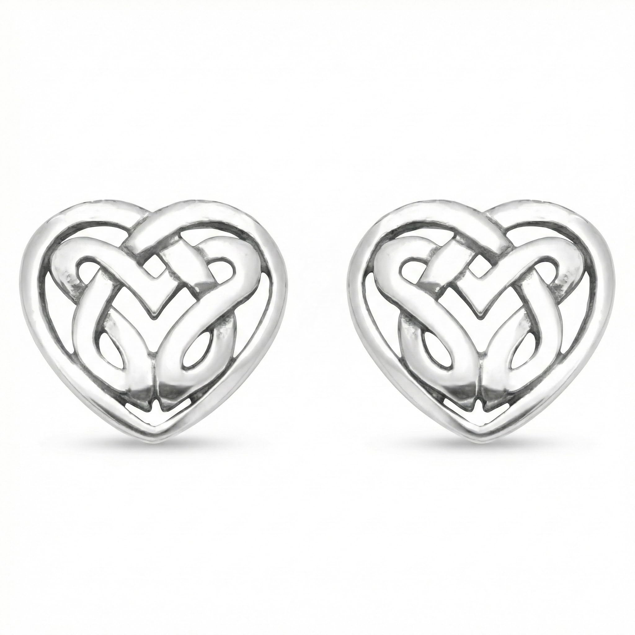 Sterling Silver Celtic Heart Earrings - Celtic stud Earrings - SIZE: 8mm Gift Boxed 5034.