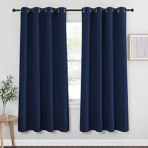 NICETOWN Blackout Curtain Panel 72 - Window Treatment Energy Saving Thermal Insulated Solid Grommet Blackout Drape for Living Room (Navy, 1 Panel, 52 by 72-inch)