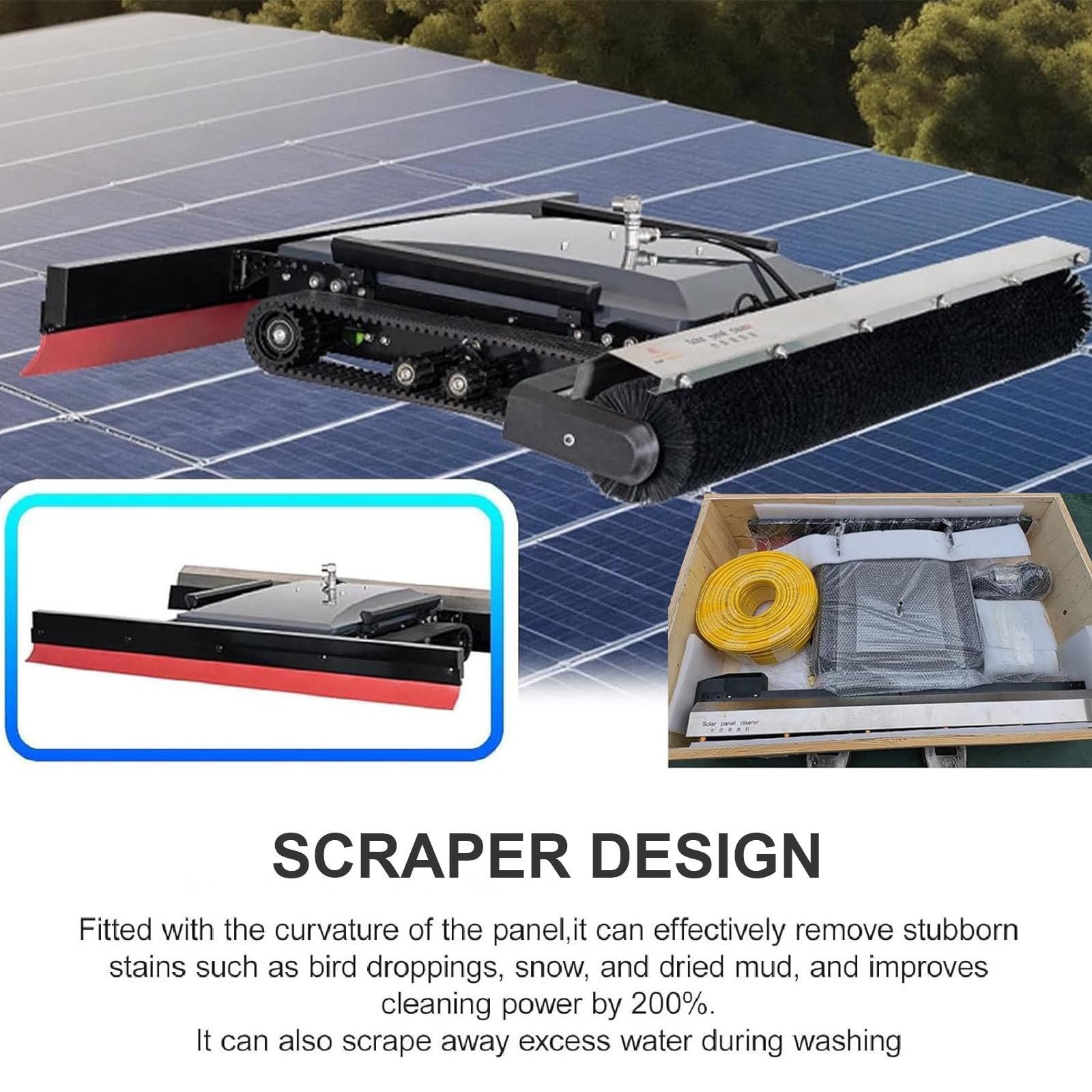 Pulitore Elettrico Per Pannelli Solari - Pulizia Con Telecomando,Larghezza Di Pulizia: 130 cm,Kit Robot Per La Pulizia Di Pannelli Fotovoltaici Ad Acqua Cingolato,Con Batteria Da 45 Ah