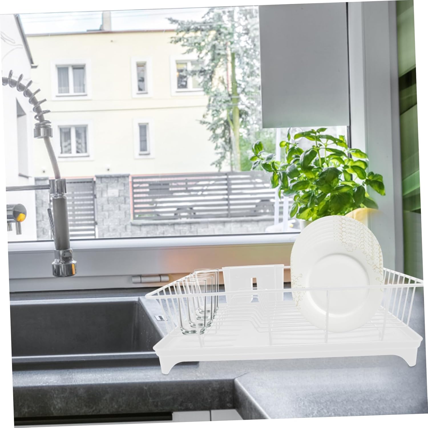 Cabilock Dish Drying Rack Kitchen Utensil Holder Over The Sink Dish Rack Large Capacity Easy