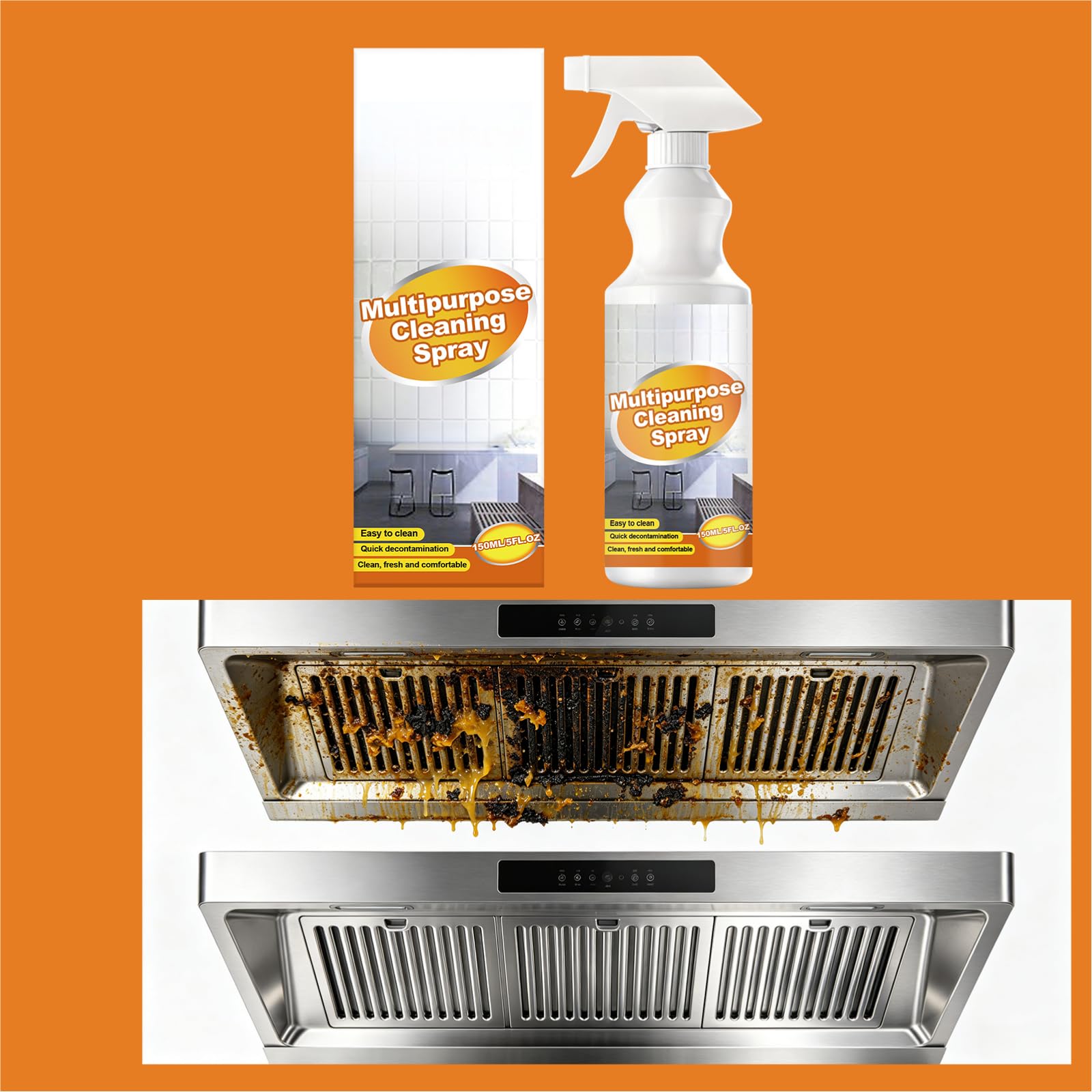 Spray detergente attivo in schiuma multiuso, sgrassante da cucina, spray forte, detergente multifunzionale per elettrodomestici da cucina, potente sgrassatore spray, detergente intensivo, per forno