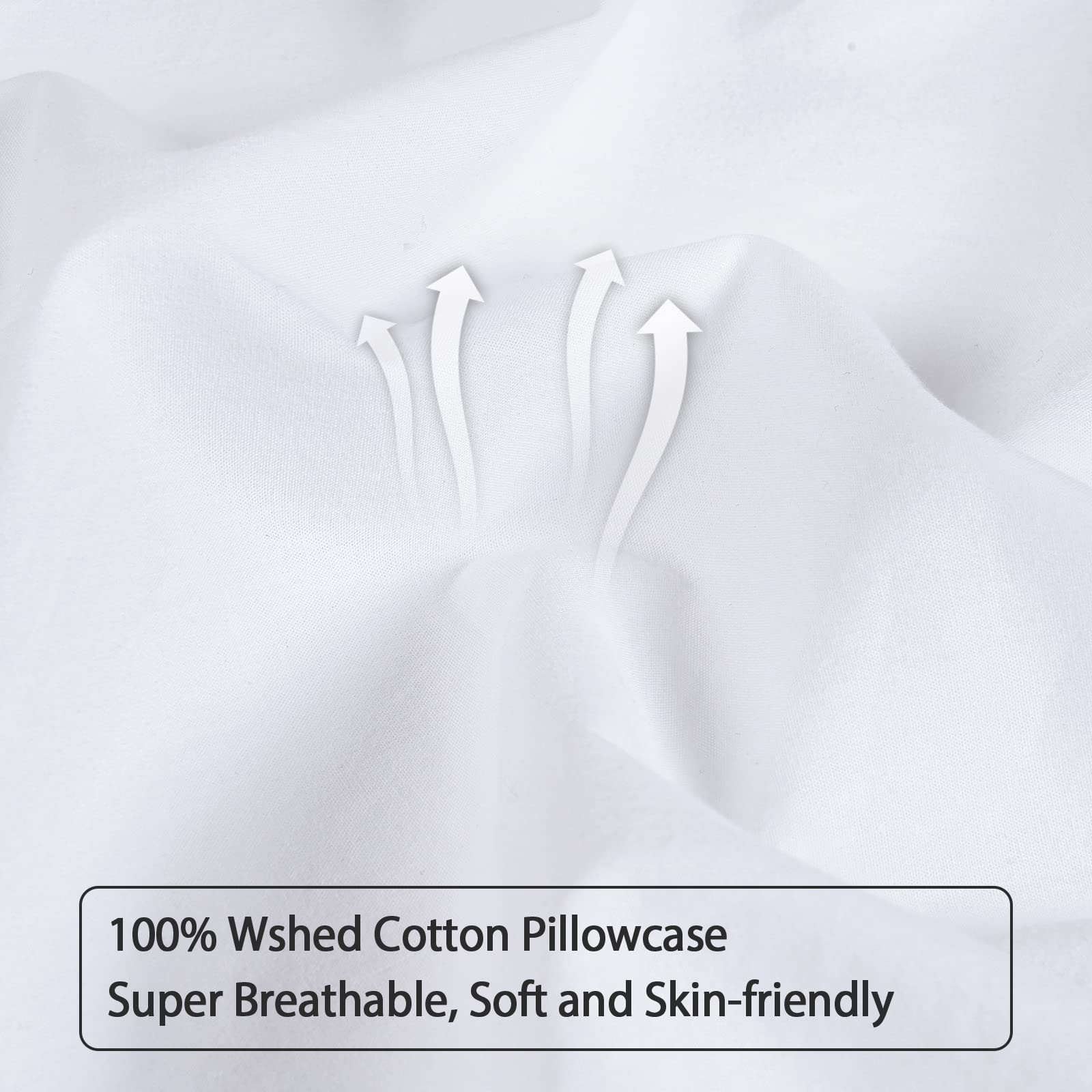 100% Washed Cotton Euro Shams with Ruffle, 2 Pack 26" x 26" Cotton Euro Sham Pillow Covers, No Insert - Image 4