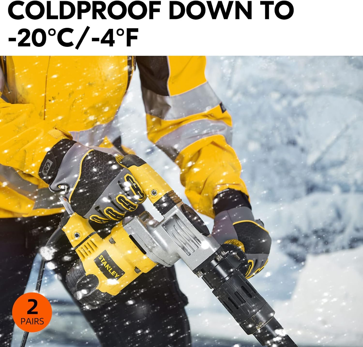 Vgo... Winter Work Gloves for Men, Cold Weather Waterproof Safety Work Gloves,Freezer Gloves,Cow Leather,Touchscreen(2 Pairs,M,Gray,CA7724FW) - Image 6