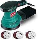 HYCHIKA 5-Inch Random Orbital Sander, 13000RPM Electric Palm Sander with 6 Variable Speeds, Powerful Motor, 12PCS Sandpapers and Efficient Dust Collection Bag, for Woodworking, Finishing and Polishing